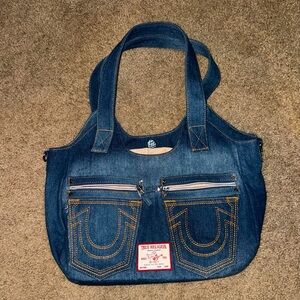 True Religion Horseshoe denim satchel